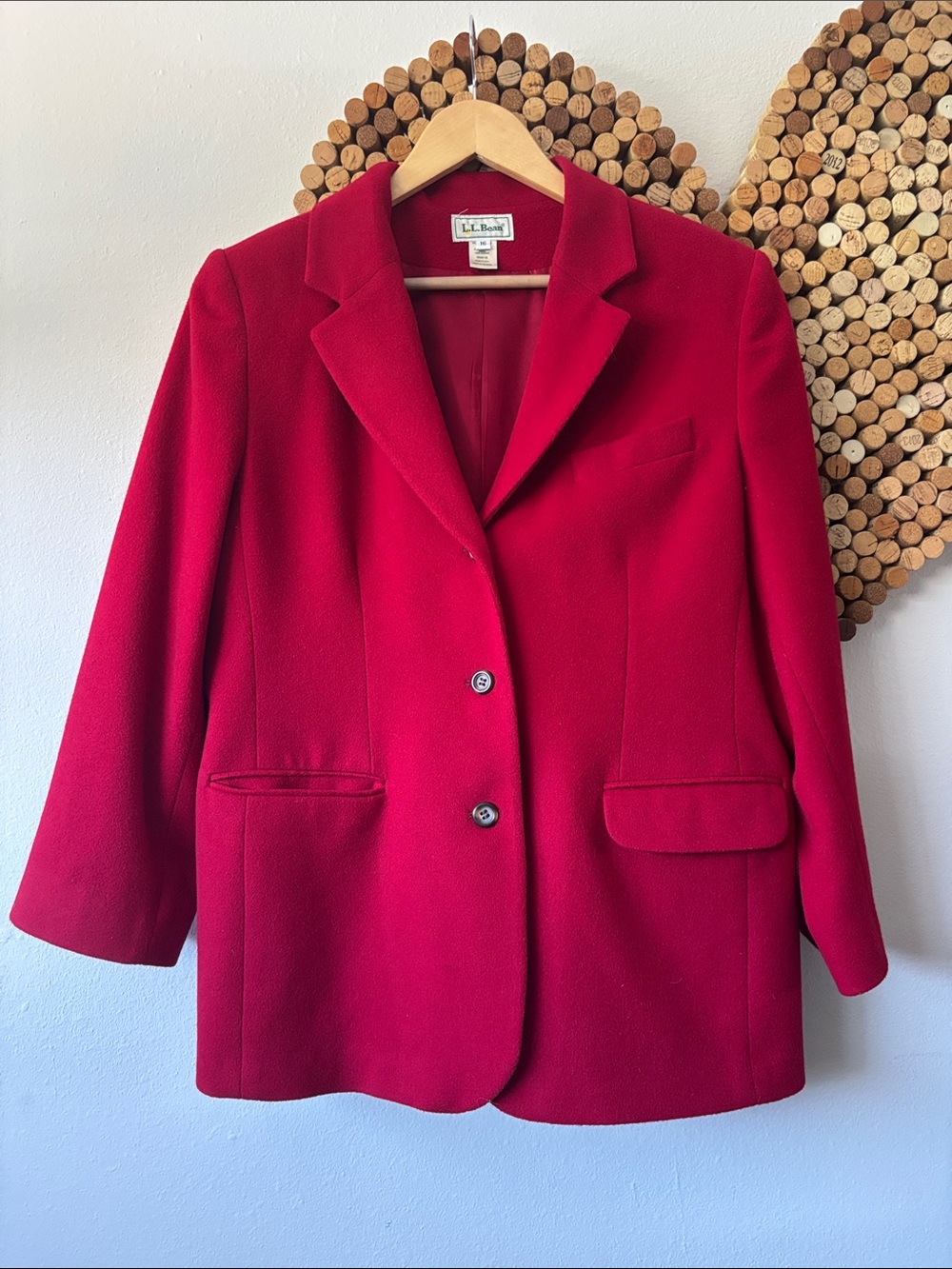 Vintage LL Bean cherry red wool cashmere blazer size M (vintage 16)